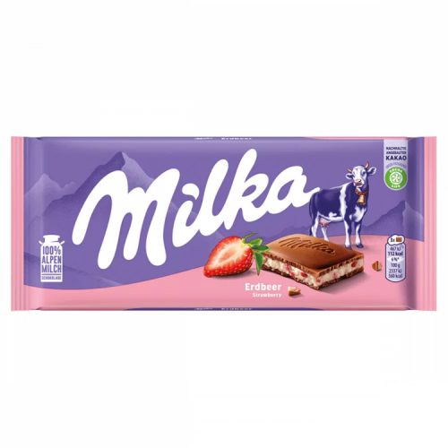 Milka táblás csokoládé eperkrémes - 100g